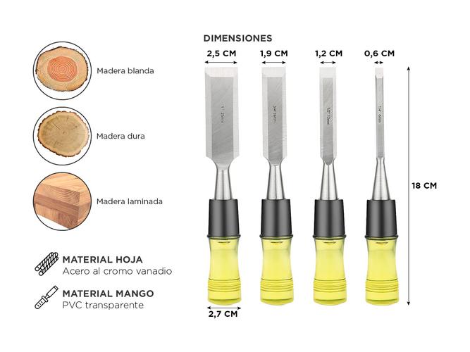 Juego de Cinceles de Madera Gadnic 4 Piezas - 3