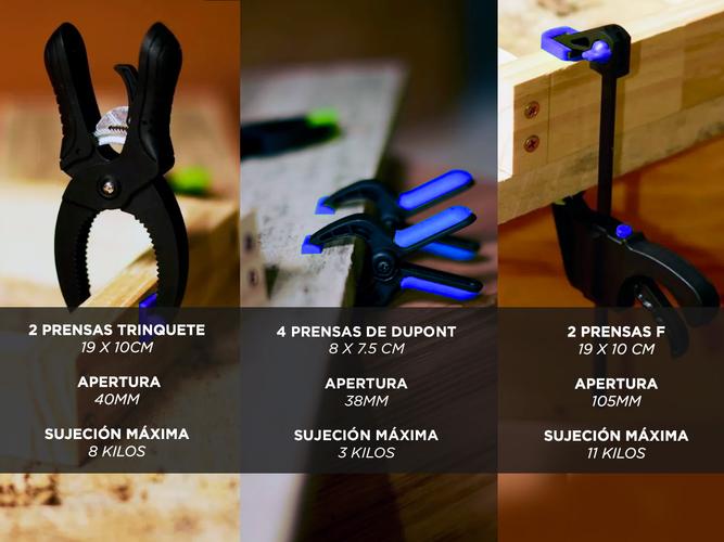 Kit carpinteria gadnic Destornillador Eléctrico+ Juego De 8 Prensas - 4
