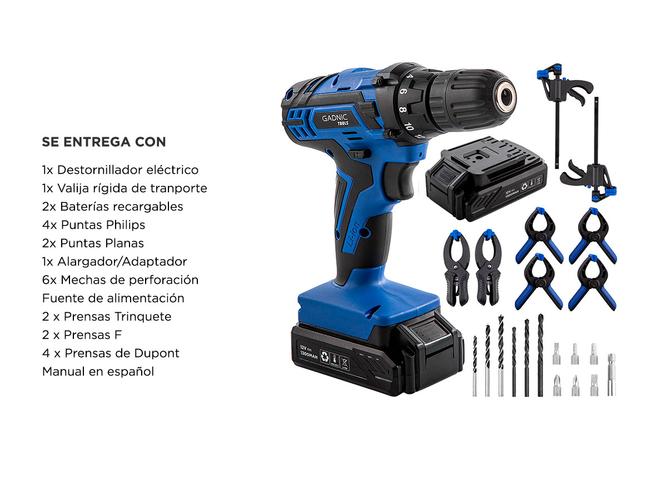 Kit carpinteria gadnic Destornillador Eléctrico+ Juego De 8 Prensas - 6