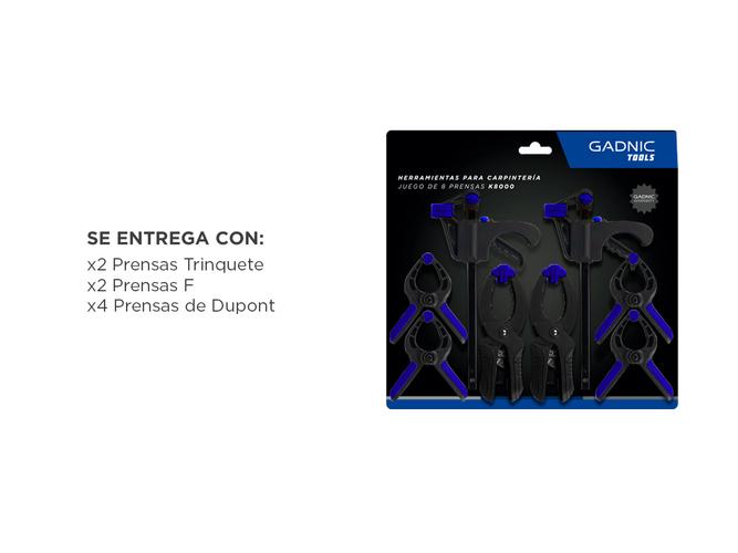 Juego De 8 Prensas Gadnic K8000 Carpinteria Kit Alta Calidad - 6