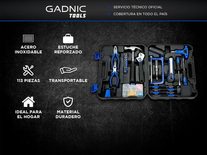 Kit De Herramientas Manuales 113Pzs Set Acero Inoxidable - 1