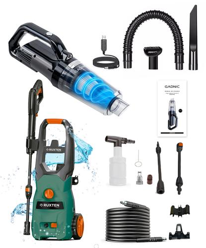 Kit Hidrolavadora Eléctrica 110 Bar Y Aspiradora De Mano 120W Gadnic  - 6