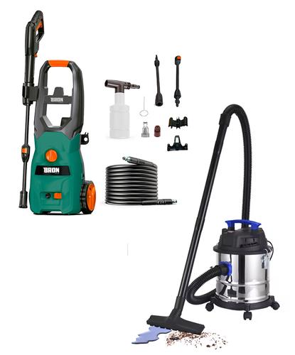 Kit De Hidrolavadora 110 Bar Y Aspiradora Portátil 20L 1200W Gadnic  - 6