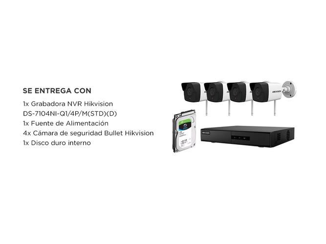 Kit Cámara de Seguridad con Micrófono Hikvision x4  NVR 4CH  Disco Duro 1TB - 6
