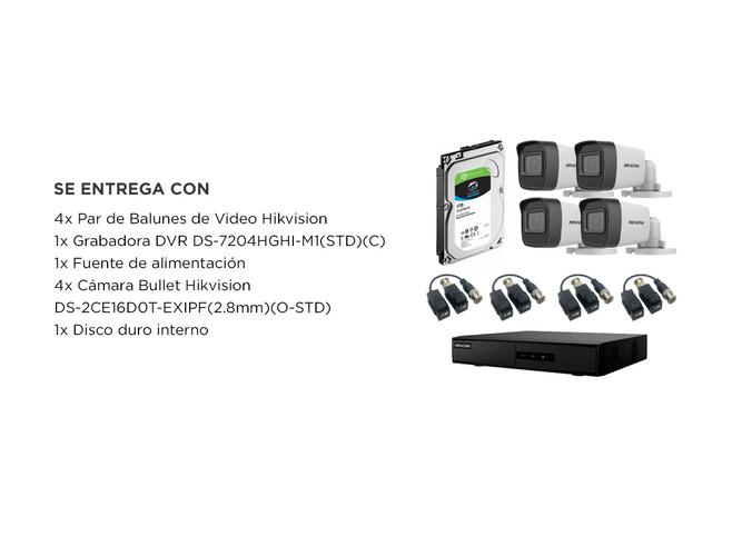 Kit Cámara de Seguridad Plástica Hikvision x4  DVR 4CH  Disco Duro 1TB - 6