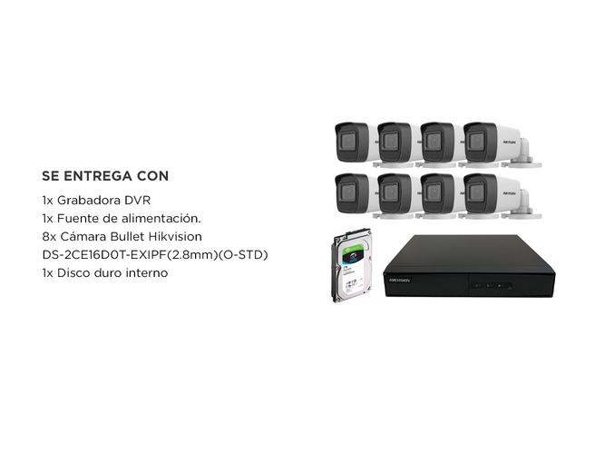 Kit Cámara de Seguridad Plástica Hikvision x8  DVR 8CH  Disco Duro 1TB - 5