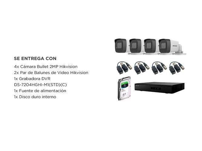 Kit Cámara de Seguridad Metálica Hikvision x4  DVR 4CH  Disco Duro 1TB - 5