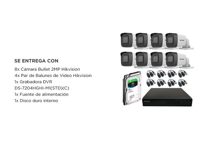 Kit Cámara de Seguridad Metálica Hikvision x8  DVR 8CH  Disco Duro 1TB - 5