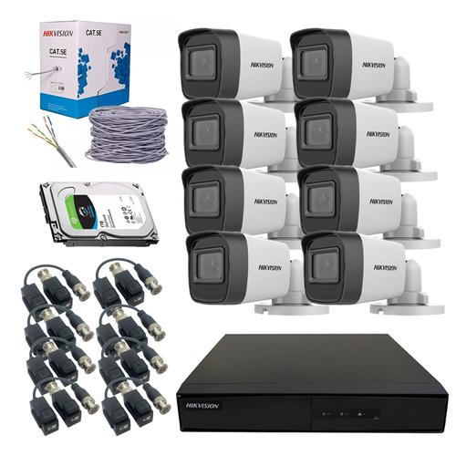 Kit Cámara de Seguridad Hikvision x8  DVR 8CH  Disco Duro 1TB  Bobina UTP - 0