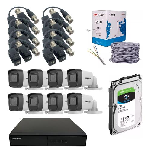 Kit Cámara de Seguridad Hikvision x8  DVR 8CH  Disco Duro 1TB  Cable UTP - 0