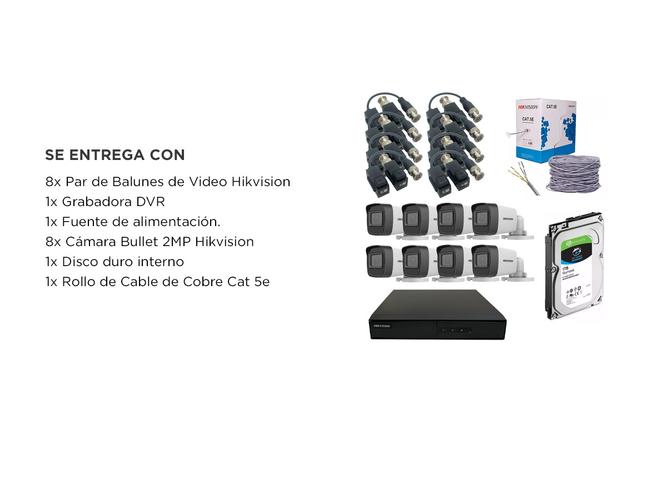 Kit Cámara de Seguridad Hikvision x8  DVR 8CH  Disco Duro 1TB  Cable UTP - 6