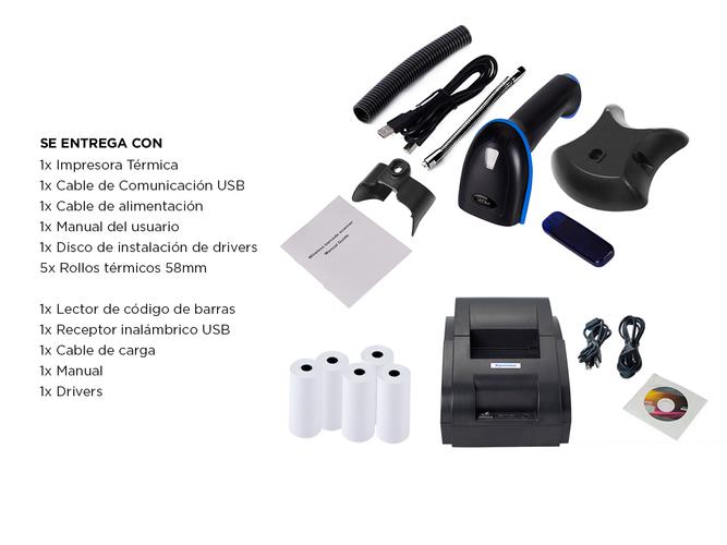 Kit Gadnic Lector Código de Barras Inalámbrico + Impresora Térmica XP-58IIH - 6