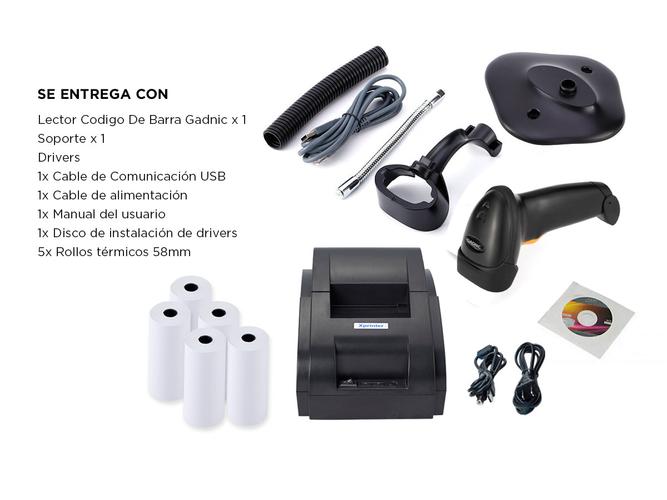 Kit Impresora Termica XP-58IIH + Lector Codigo De Barra Gadnic - 6