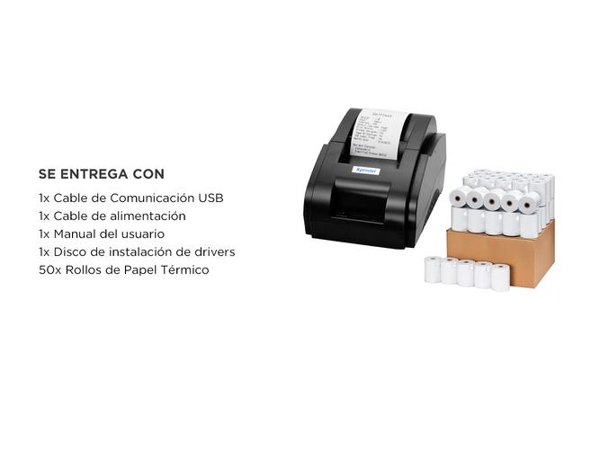 Kit Impresora Térmica X-Printer XP-58IIH USB 58mm 90mms  50 Unidades de Rollos de Papel - 6