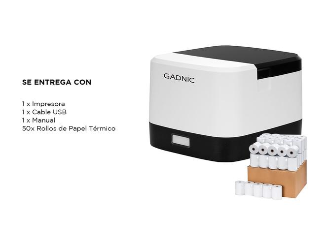 KIT Impresora Térmica Directa Gadnic IMP30 Densidad de Impresión Ajustable 50 Rollos de Papel - 6