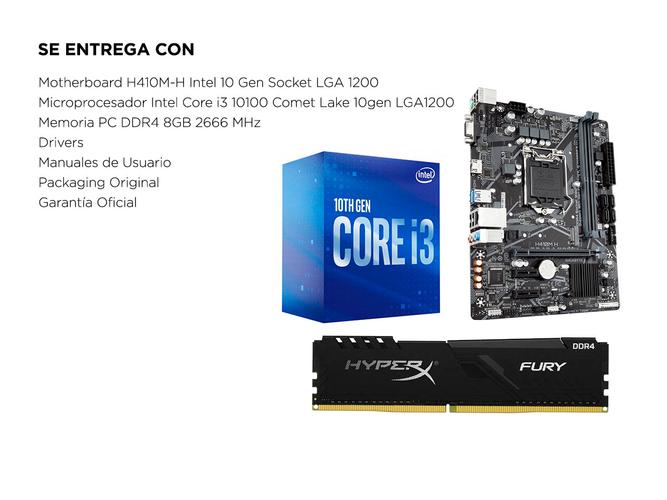 Combo Actualización PC Intel Core I3 10100 10ma Gen + H410 + 8gb Hyperx - 4