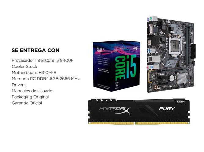 Combo Actualización PC Gamer Intel I5 9400F sin video + H310 + 8gb DDR4 - 4