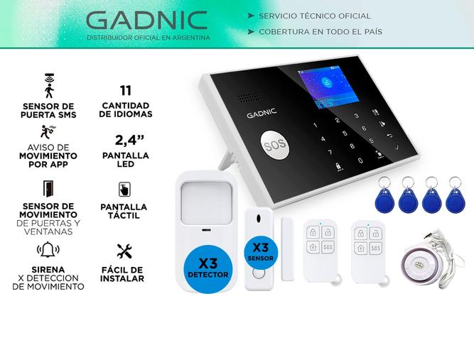 Kit Seguridad Alarma Domiciliaria Gadnic 6 Sensores - 1