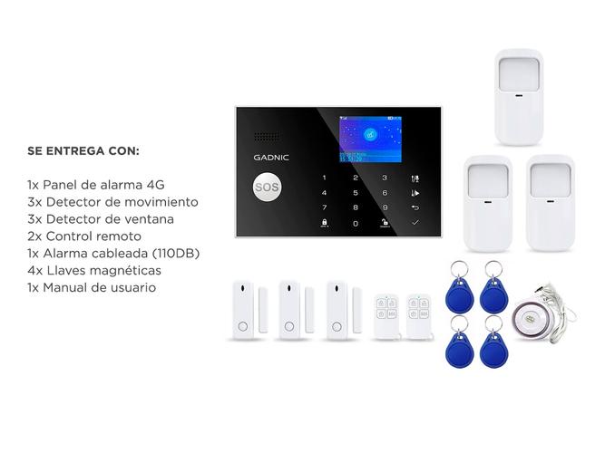 Kit Seguridad Alarma Domiciliaria Gadnic 6 Sensores - 6