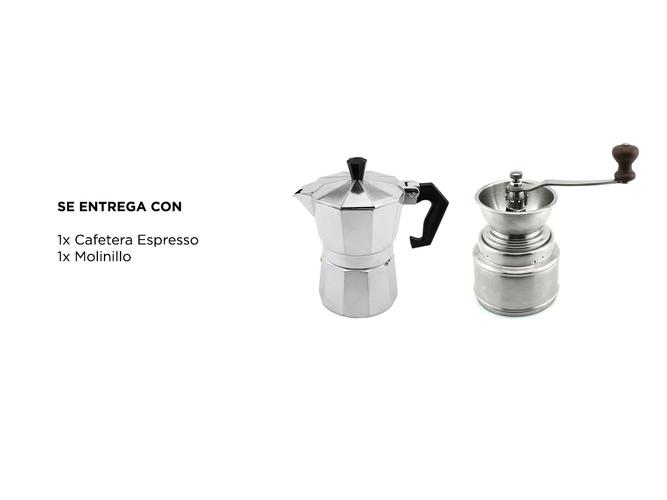 Kit Cafetera Gadnic de Aluminio Moka + Molinillo Cafe Manual  - 6
