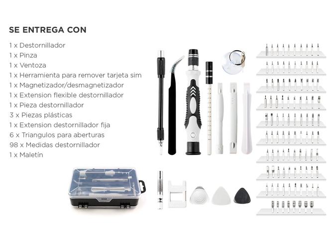 Kit Herramientas para Reparación de Celulares 115 en 1 Mango Antideslizante - 6
