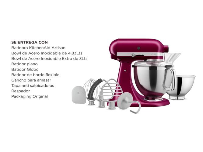 Batidora KitchenAid Artisan Remolacha KSM195PS Planetaria 4,8Lts + Bowl Extra de 3Lts - 6
