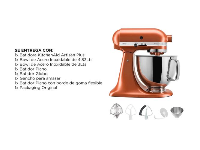 Batidora KitchenAid Artisan Plus KSM175P Planetaria 4,83Lts 10 Velocidades Extra Bowl y Batidor - 6