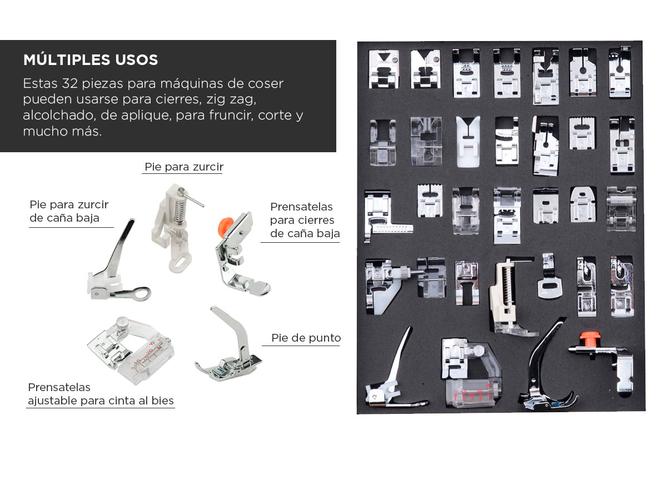 Prensatelas Kit x 32 Universales Para Máquinas de Coser Domésticas Pie Falso Overlock y Más - 2