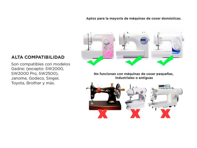 Prensatelas Kit x 32 Universales Para Máquinas de Coser Domésticas Pie Falso Overlock y Más - 3