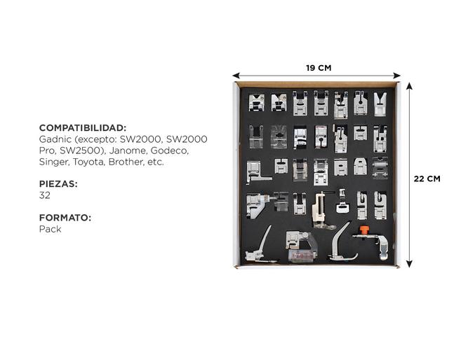 Prensatelas Kit x 32 Universales Para Máquinas de Coser Domésticas Pie Falso Overlock y Más - 4