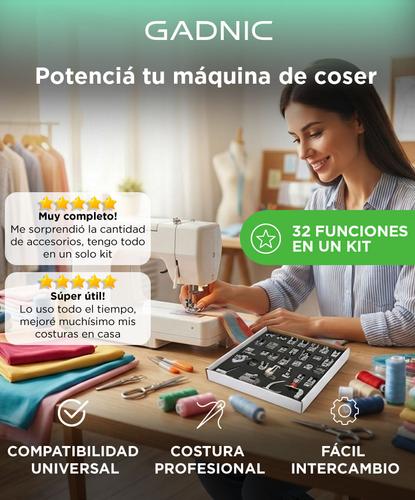 Prensatelas Kit x 32 Universales Para Máquinas de Coser Domésticas Pie Falso Overlock y Más - 1