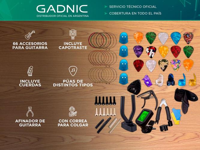 Kit De Accesorios Para Guitarra Acustica Cuerdas 66 Unidades - 1