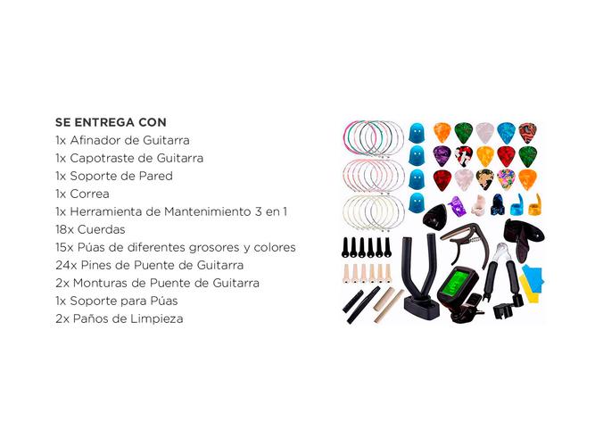 Kit De Accesorios Para Guitarra Acustica Cuerdas 66 Unidades - 6