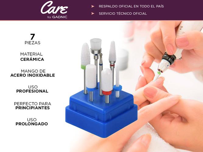 Brocas de cerámica de 7 piezas para manicura Gadnic KM11 para taladro eléctrico - 1