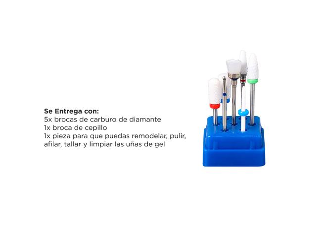 Brocas de cerámica de 7 piezas para manicura Gadnic KM11 para taladro eléctrico - 4