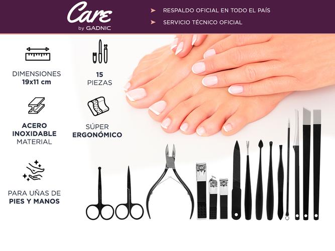Set Uñas x15 Piezas Gadnic Manicura Pedicura Acero Inoxidable - 1