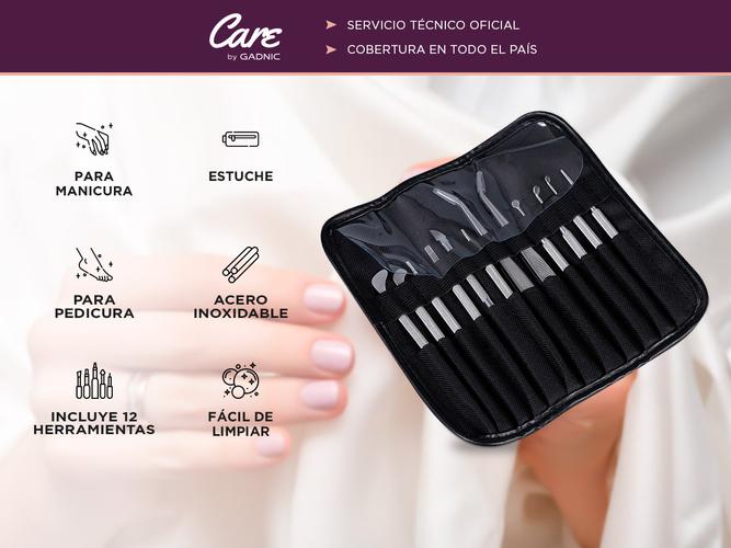 Set x12 Herramientas de Manicura Pedicuria Gadnic Acero Inoxidable  - 1