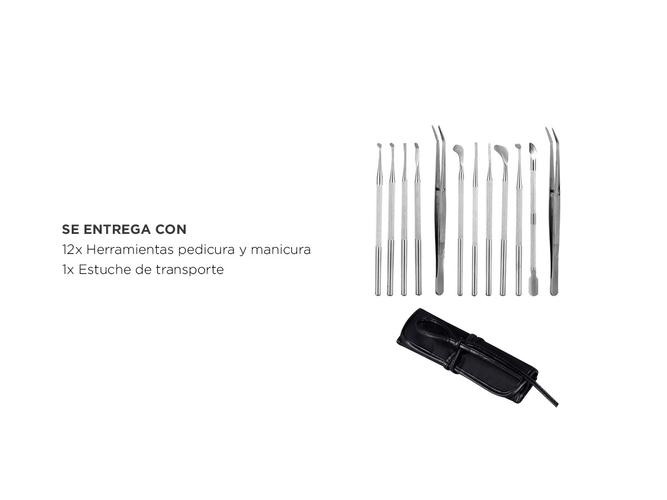 Set x12 Herramientas de Manicura Pedicuria Gadnic Acero Inoxidable  - 4