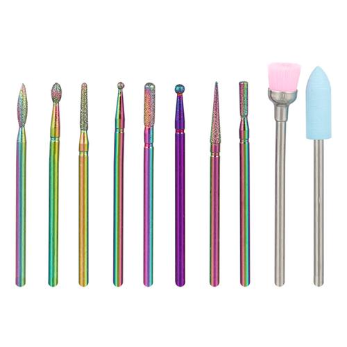 Kit x10 Brocas Manicura Rainbow Gadnic Para Torno Eléctrico  - 0