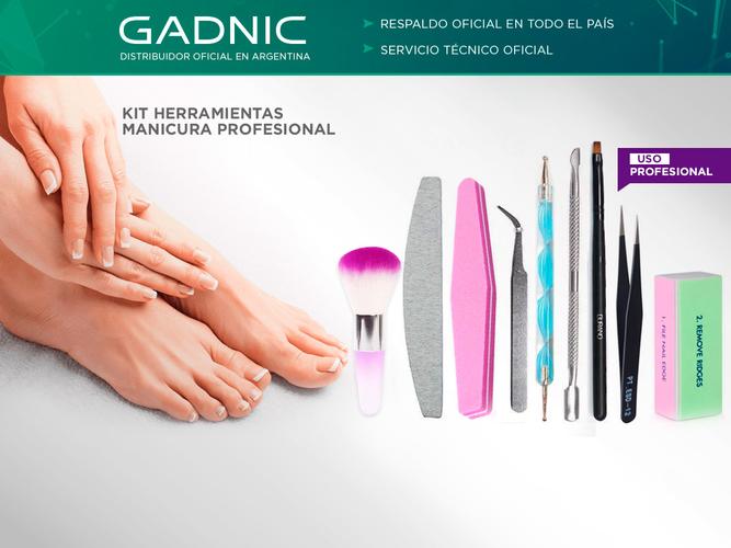 Kit Para Uñas Gadnic 9 Pzas Limas, Pinzas, Empujador Cutícula Uso Profesional - 1