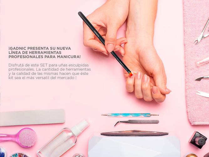 Kit Para Uñas Gadnic 9 Pzas Limas, Pinzas, Empujador Cutícula Uso Profesional - 2