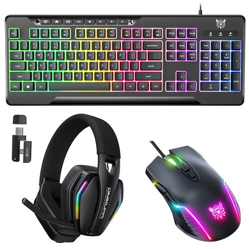 Kit Auricular Gamer Con Luz RGB + Teclado Gamer Retroiluminado + Mouse Con Luz Led RGB Onikuma - 0