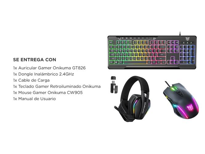 Kit Auricular Gamer Con Luz RGB + Teclado Gamer Retroiluminado + Mouse Con Luz Led RGB Onikuma - 6