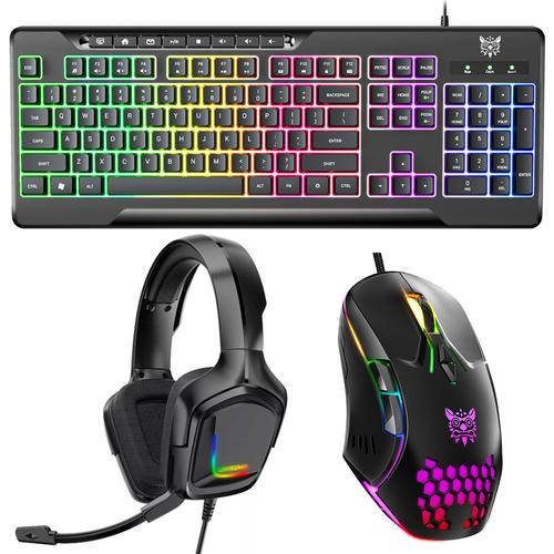 Kit Auriculares Gamer K20 Con Luz RGB + Mouse Gamer CW902 Con Luz RGB + Teclado Gamer Retroiluminado Onikuma - 0