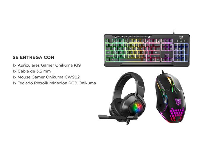 Kit Auriculares Gamer K19 Con Luz RGB + Mouse Gamer CW902 + Teclado Retroiluminado Onikuma - 6