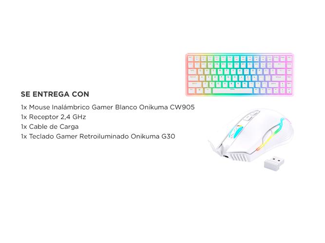 Kit Mouse Gamer CW905 Inalámbrico Con Luz LED Blanco + Teclado Retroiluminado Gamer G30 Onikuma - 6