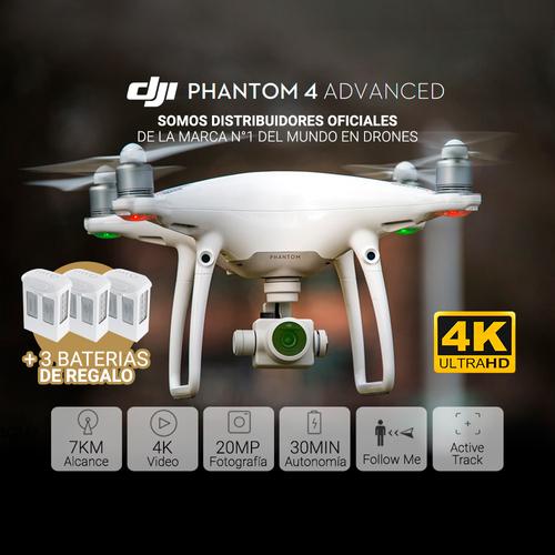 Drone DJI Phantom 4 Advanced + 3 Baterías Extra - 1