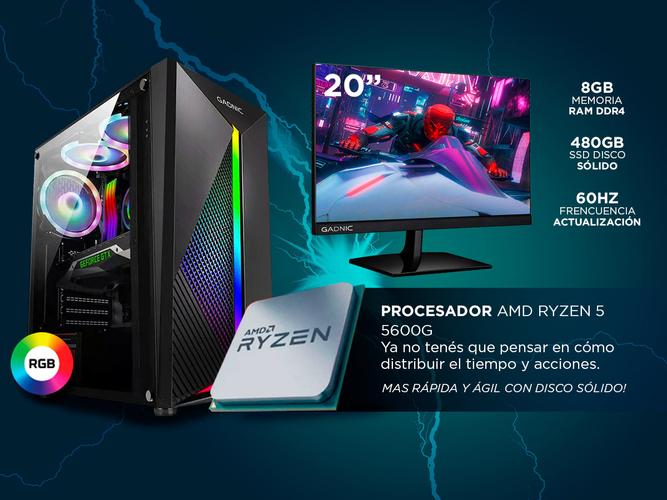 Pc Armada Gamer AMD Ryzen 5600G con Monitor 20