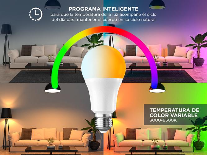  Lampara Led Smart Inteligente RGB X2 9W Wifi  - 3