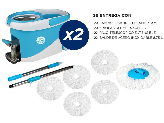 Mopa Gadnic Clean Dream con Balde Escurridor Centrífugo c Pedal Lampazo 360 Kit x2 - 5